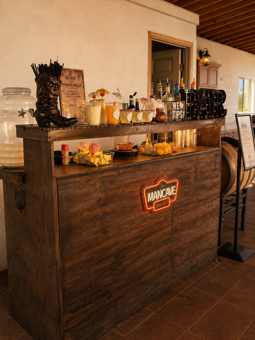 BAR RIGON evening bar setup